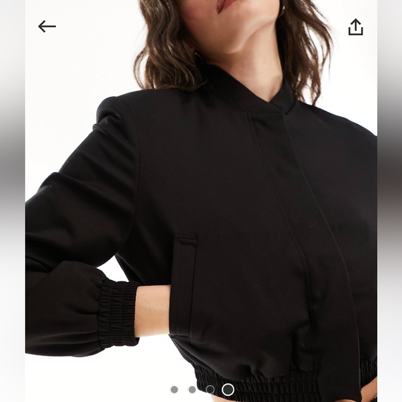 Tailored bomber jacket with strong shoulder in black - Picture 7 of 7